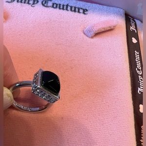Juicy Couture Silver with Black Stone Sparkly Ring size 7